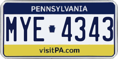 PA license plate MYE4343