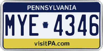 PA license plate MYE4346