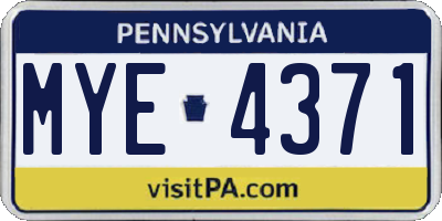 PA license plate MYE4371