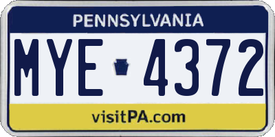 PA license plate MYE4372