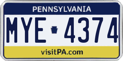 PA license plate MYE4374