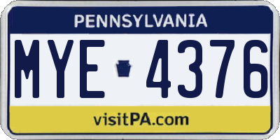 PA license plate MYE4376