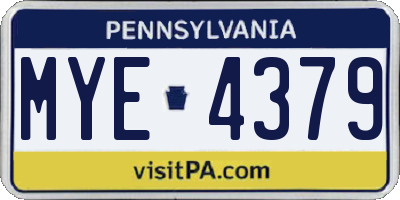 PA license plate MYE4379