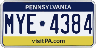 PA license plate MYE4384