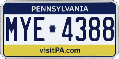 PA license plate MYE4388