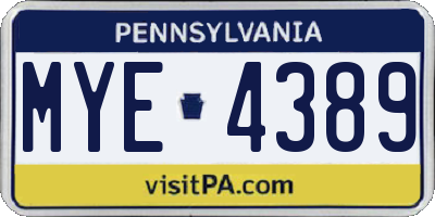 PA license plate MYE4389