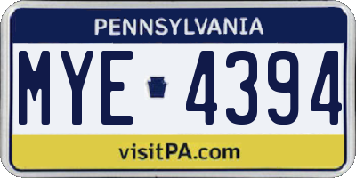 PA license plate MYE4394