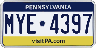 PA license plate MYE4397