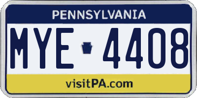 PA license plate MYE4408