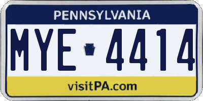 PA license plate MYE4414