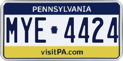 PA license plate MYE4424