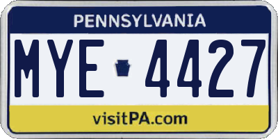 PA license plate MYE4427