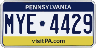 PA license plate MYE4429
