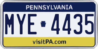 PA license plate MYE4435