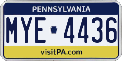 PA license plate MYE4436