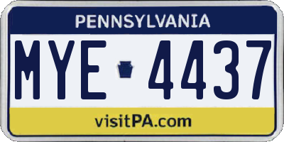 PA license plate MYE4437