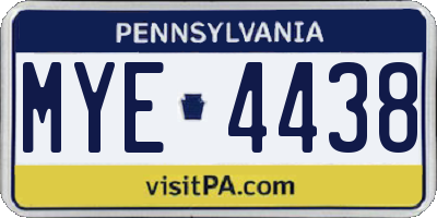 PA license plate MYE4438