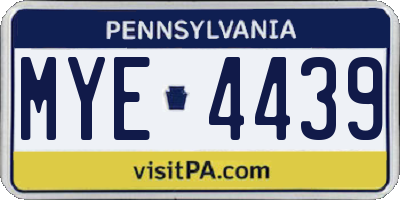 PA license plate MYE4439