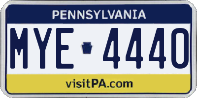 PA license plate MYE4440