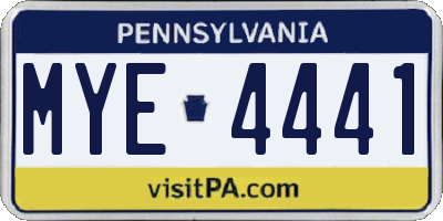 PA license plate MYE4441