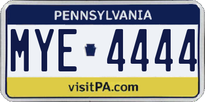 PA license plate MYE4444