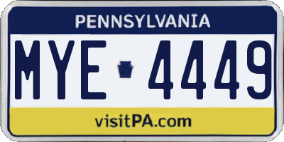 PA license plate MYE4449