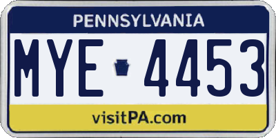 PA license plate MYE4453