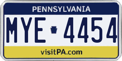 PA license plate MYE4454
