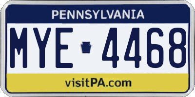 PA license plate MYE4468