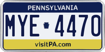 PA license plate MYE4470