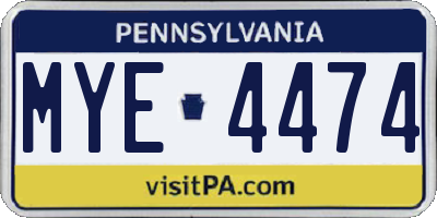 PA license plate MYE4474