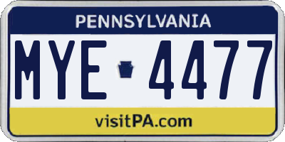 PA license plate MYE4477