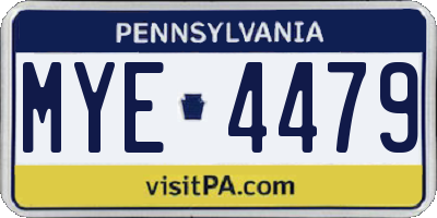 PA license plate MYE4479