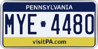 PA license plate MYE4480
