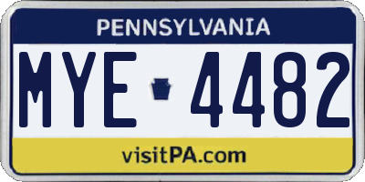 PA license plate MYE4482