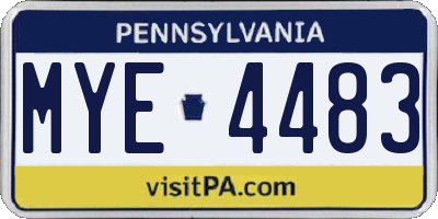 PA license plate MYE4483