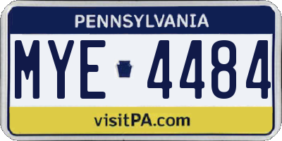 PA license plate MYE4484