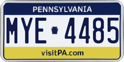 PA license plate MYE4485