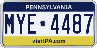 PA license plate MYE4487