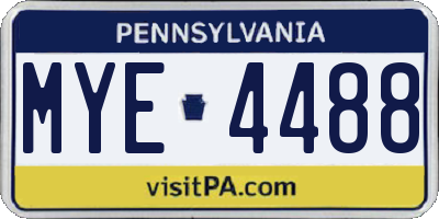 PA license plate MYE4488