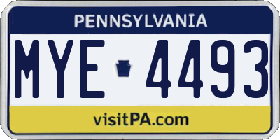 PA license plate MYE4493