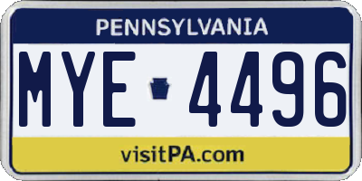 PA license plate MYE4496