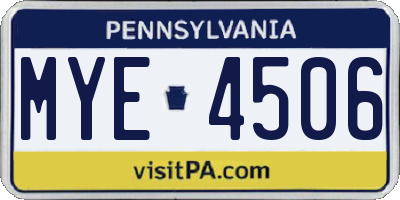 PA license plate MYE4506