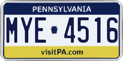 PA license plate MYE4516