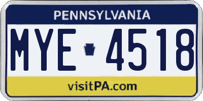 PA license plate MYE4518