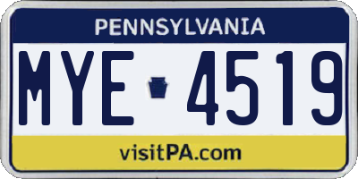 PA license plate MYE4519