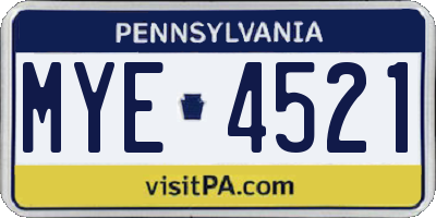 PA license plate MYE4521