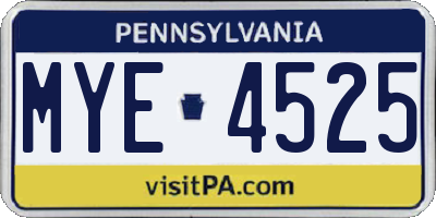 PA license plate MYE4525