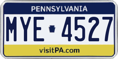 PA license plate MYE4527