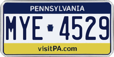 PA license plate MYE4529